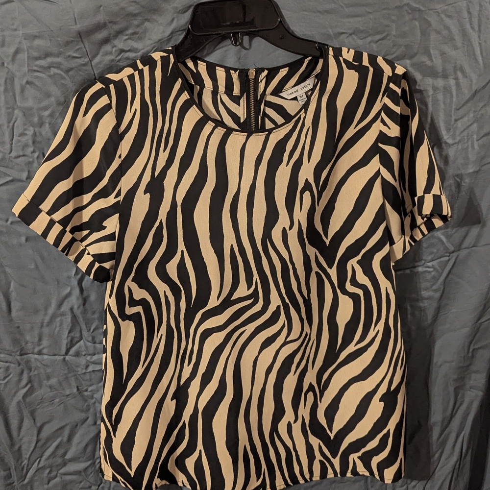 Naked Zebra Black and Tan Boxy Blouse